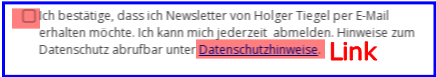 Anmeldeformular Datenschutz